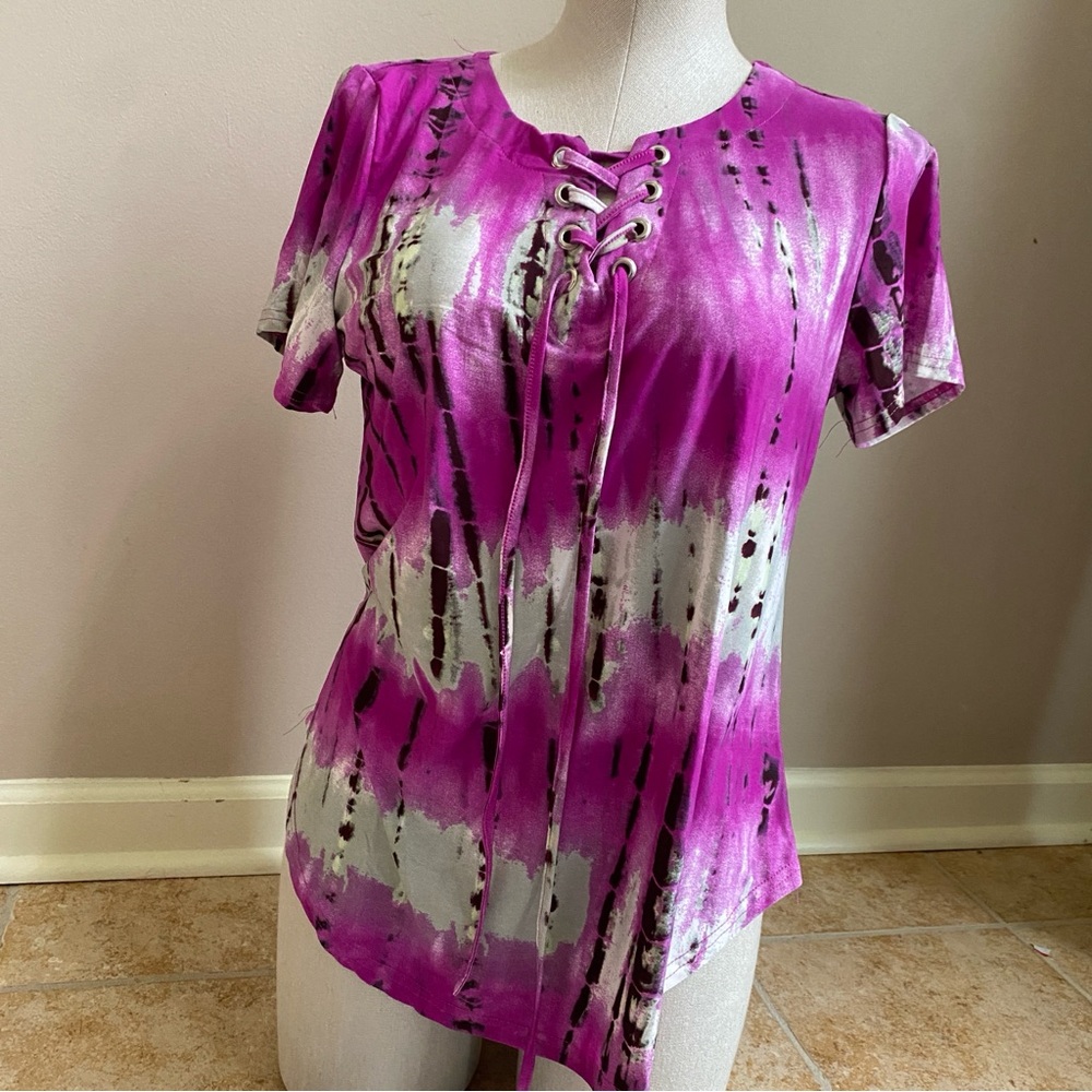 lida collection blouse crisscross strappy short sleeve top